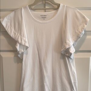 Banana Republic White Ruffled Cap Sleeve T-Shirt Size Petite S